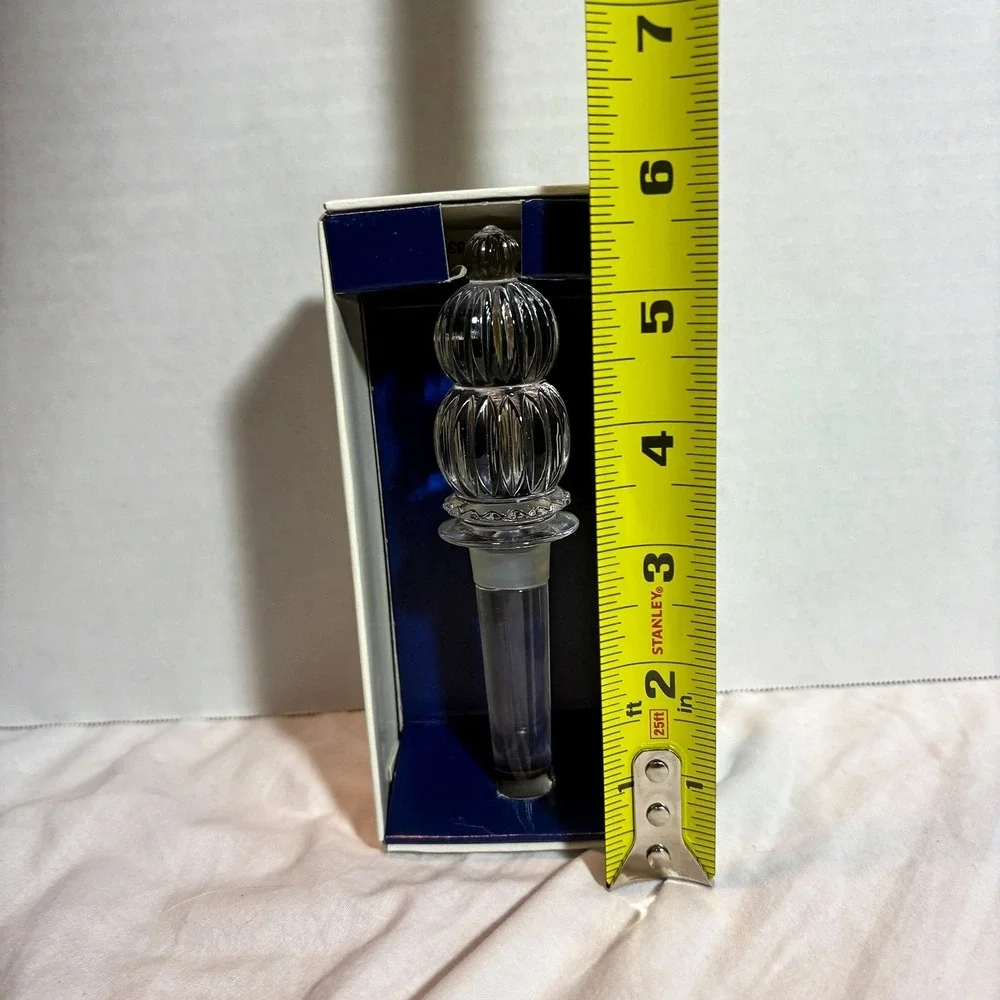 Mikasa Crystal Wine Bottle Stopper Clear Glass Ribbed Finial Double Ball Austria